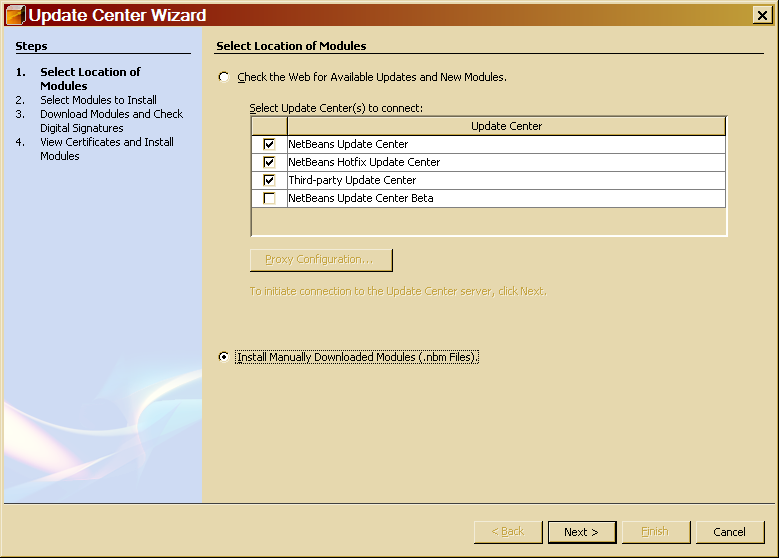 choose Install Manually Downloaded Modules